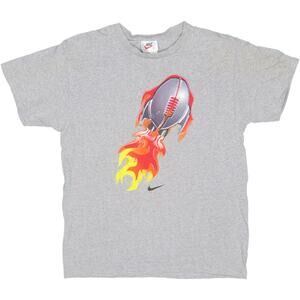 Vintage Nike Football Spaceship Rocket Fire Flames USA Made Tee T Shirt